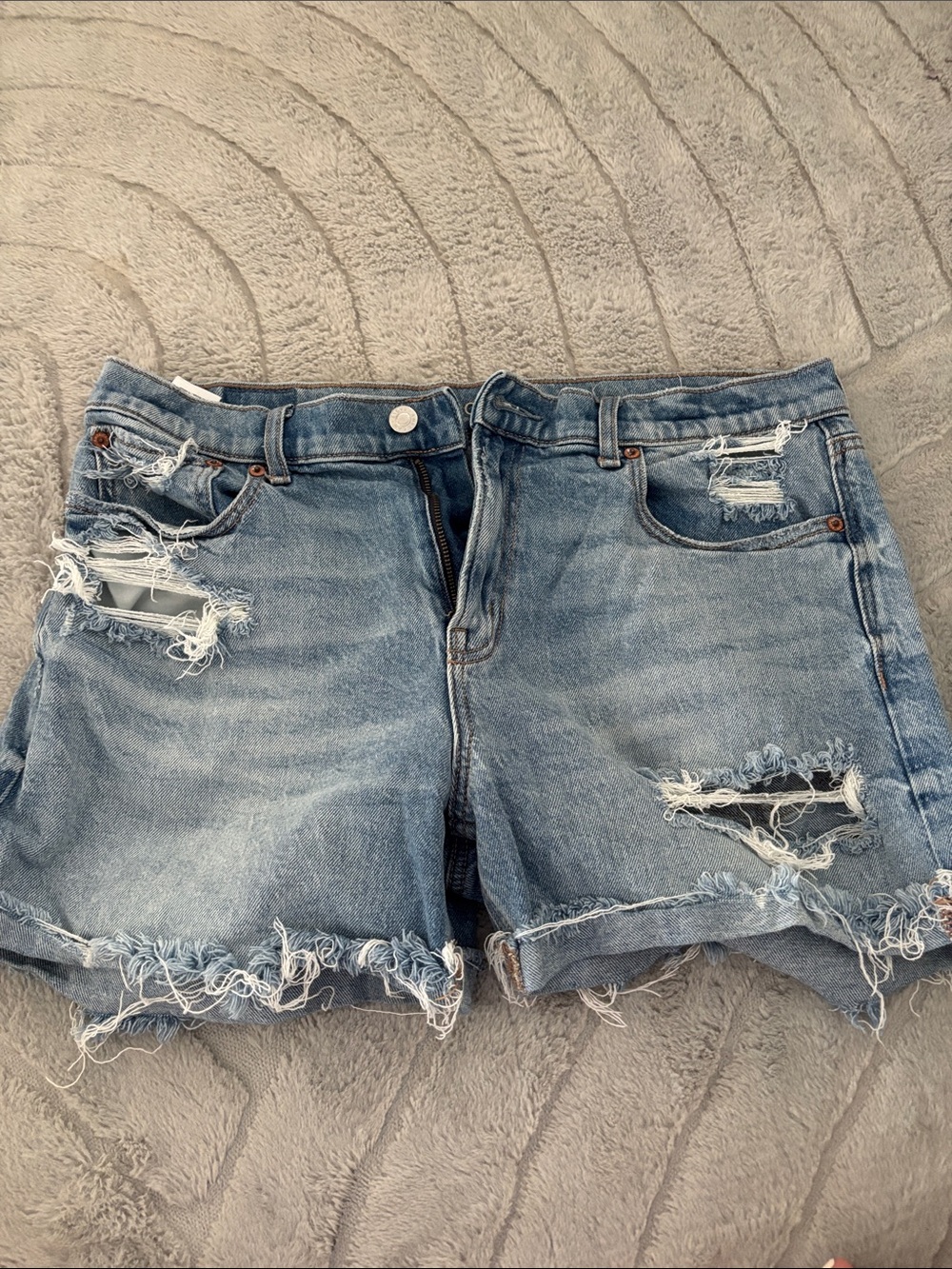 American Eagle Outfitters Light Wash Distressed Denim Shorts